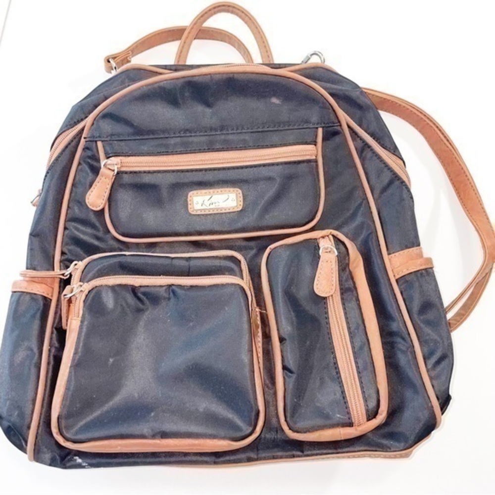 Kim Roger’s Black Backpack Brown Leather Trim